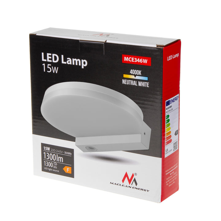 Maclean LED lámpa, fehér, 15W, IP65, 1300lm, semleges fehér (4000K) MCE346 W