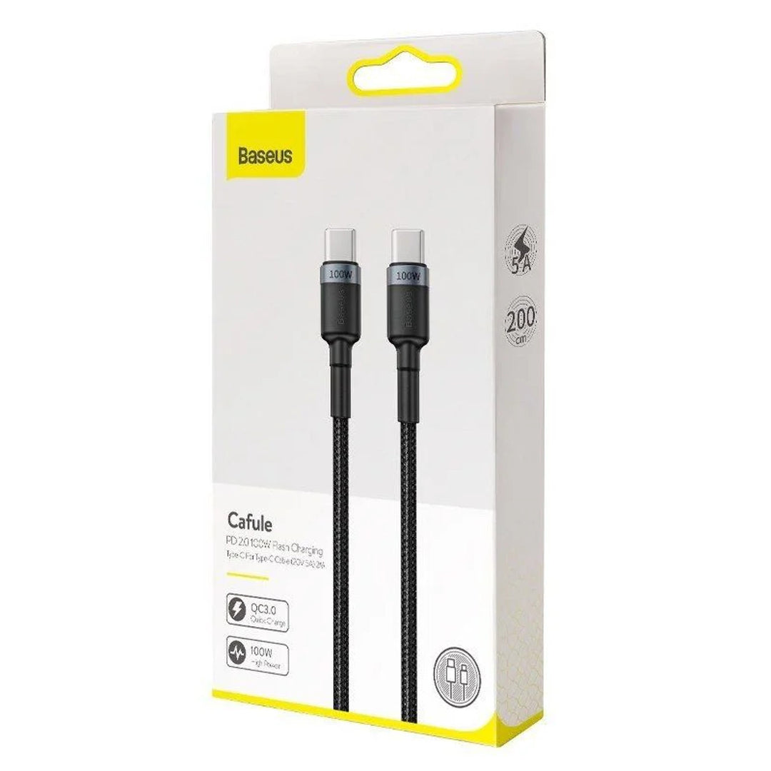 USB-C PD 2.0 200cm Baseus Cafule CATKLF-ALG1 Quick Charge 3.0 5A kábel 100W-os gyorstöltési támogatással
