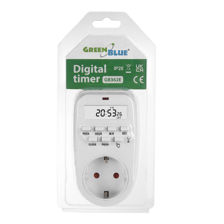 Digitális időkapcsoló GreenBlue GB362 F max terhelés 16A IP20
