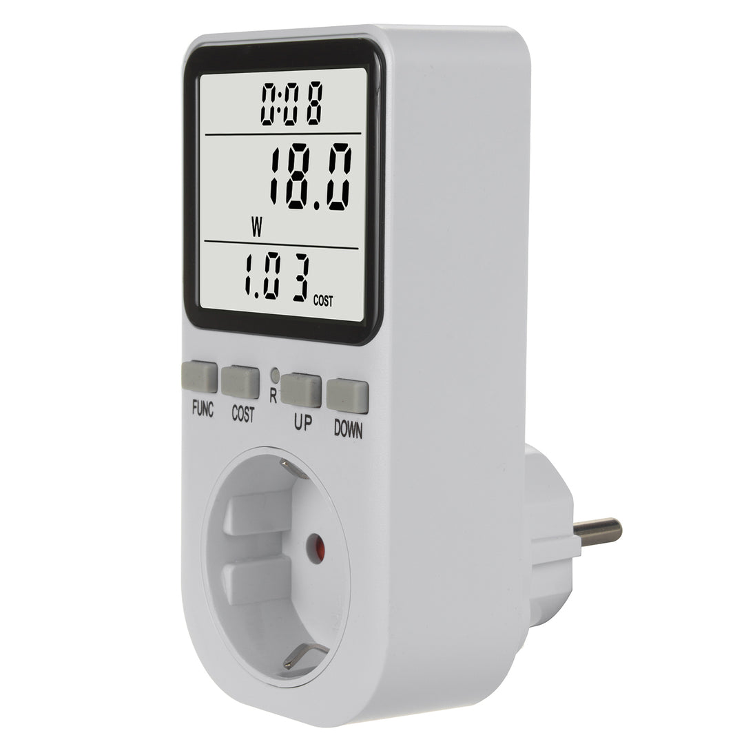 GreenBlue energiamérő, wattmérő, F típus, 220-240V AC, 50Hz, max. terhelés 16A, IP20, beépített akkumulátor, GB364 F