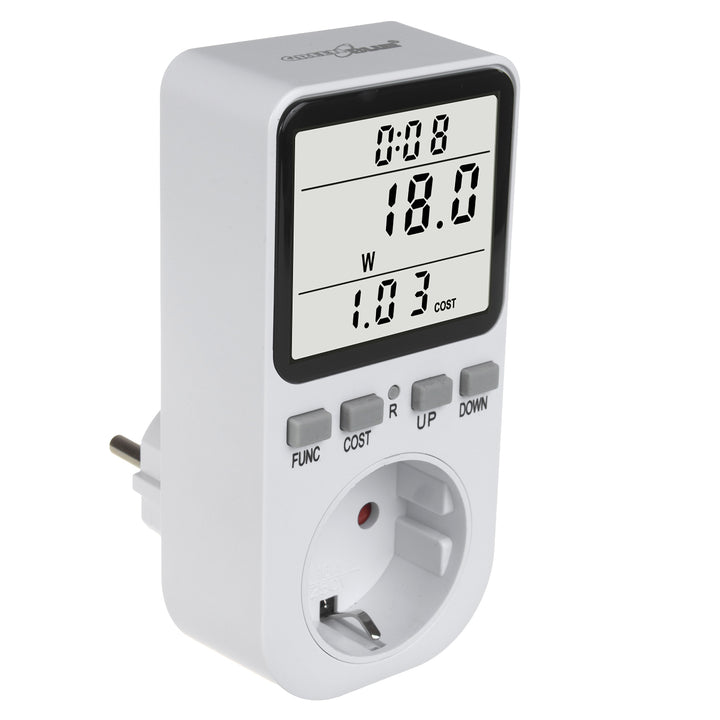 GreenBlue energiamérő, wattmérő, F típus, 220-240V AC, 50Hz, max. terhelés 16A, IP20, beépített akkumulátor, GB364 F