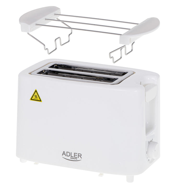 Adler kenyérpirító, 6 fokozat, zsemlarács, 900W, fehér, AD 3223