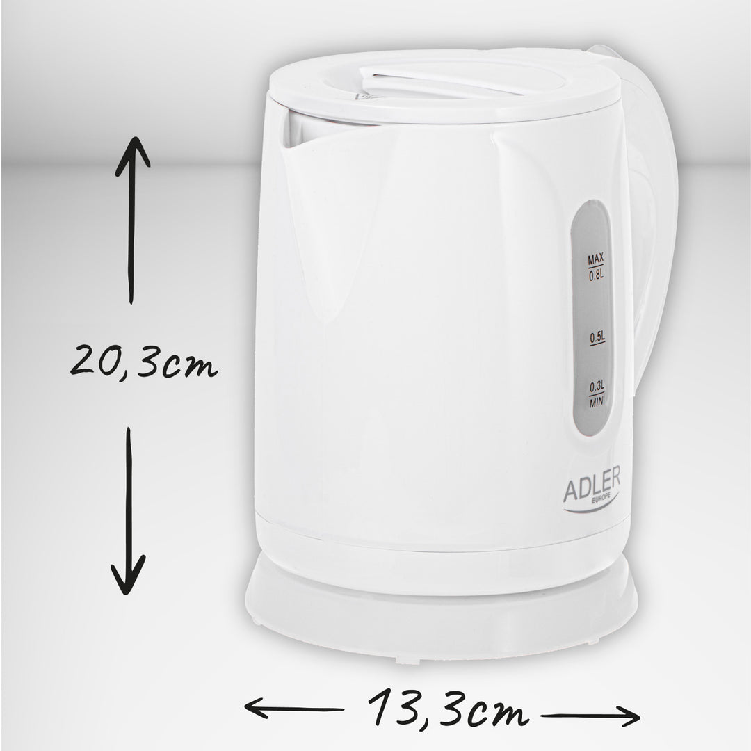 Adler vezeték nélküli elektromos vízforraló, 0,8 l űrtartalom, 850 W teljesítmény, AD1371
