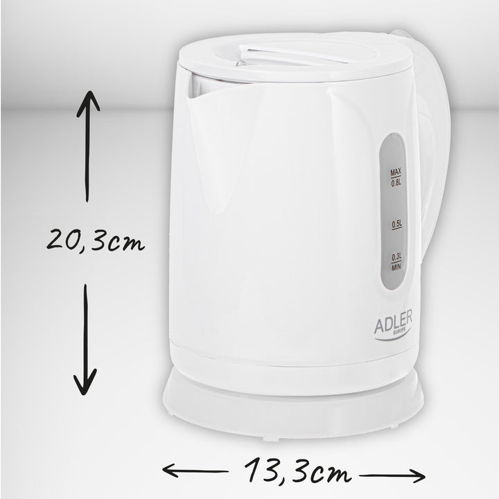 Adler vezeték nélküli elektromos vízforraló, 0,8 l űrtartalom, 850 W teljesítmény, AD1371