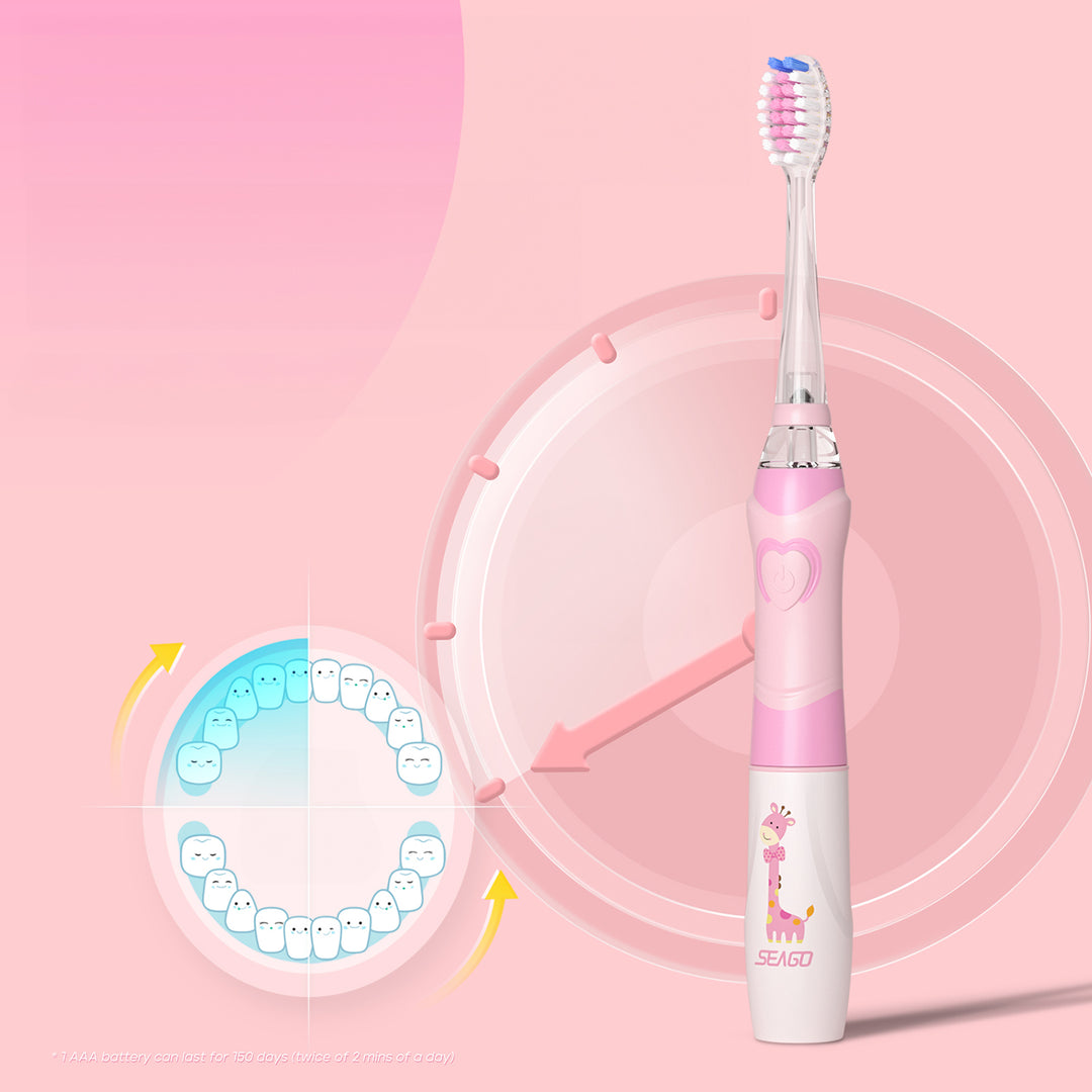 SEAGO gyermek szonikus fogkefe, rózsaszín, 1xAA 1,5V (nem tartozék), 3 hegy, SG-977 Pink