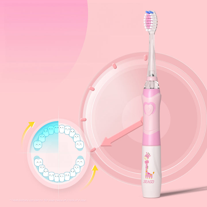SEAGO gyermek szonikus fogkefe, rózsaszín, 1xAA 1,5V (nem tartozék), 3 hegy, SG-977 Pink