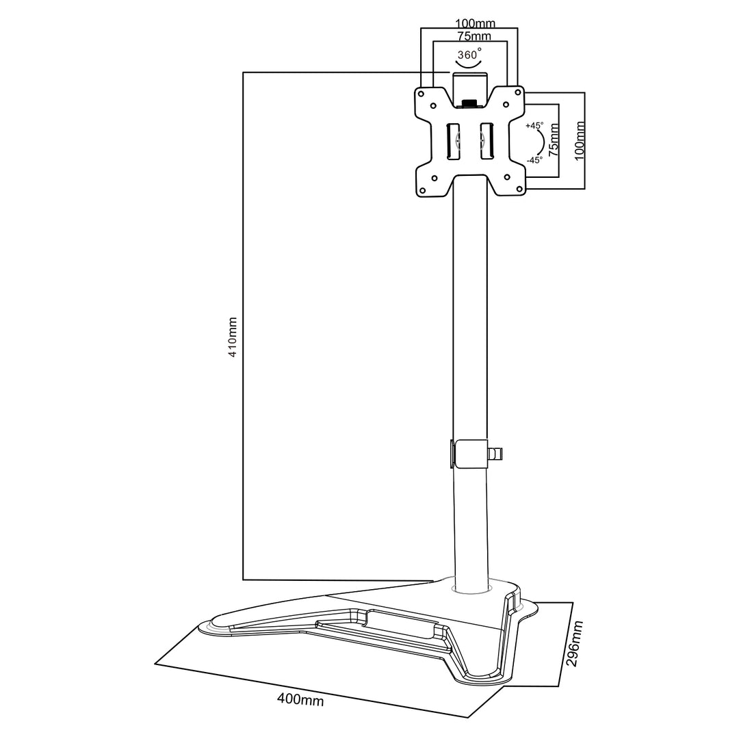 Maclean monitor tartó, max VESA 100x100, 13-27", 8kg, MC-987