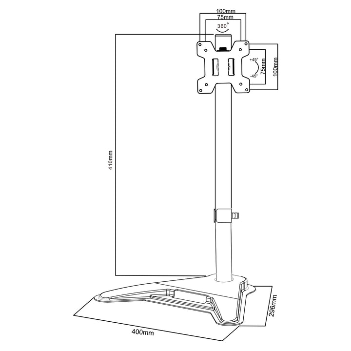 Maclean monitor tartó, max VESA 100x100, 13-27", 8kg, MC-987