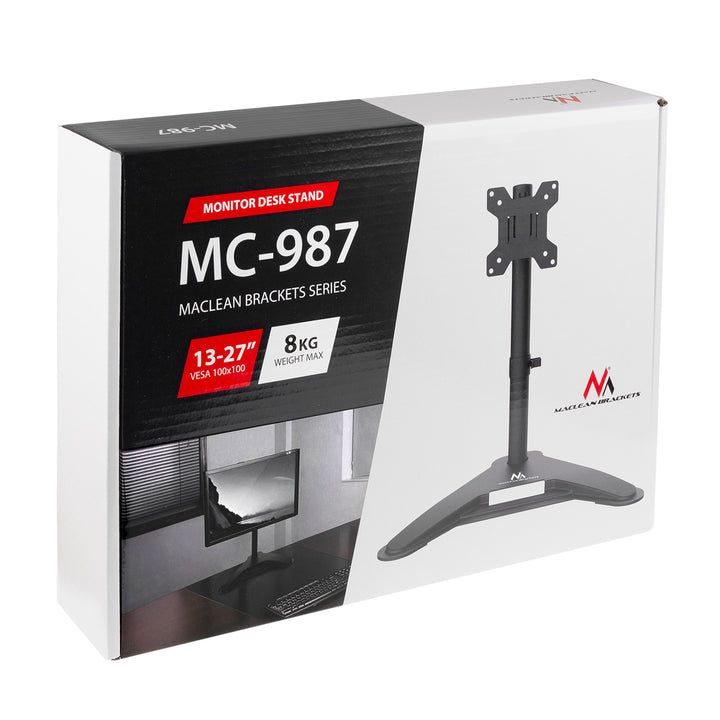 Maclean monitor tartó, max VESA 100x100, 13-27", 8kg, MC-987
