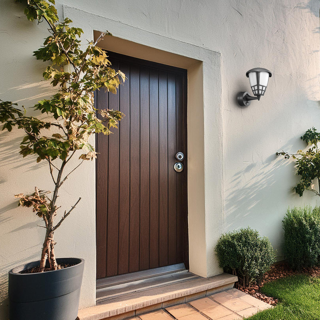 Fali lámpa érzékelővel Maclean MCE518 B 1xE27 fekete IP65 max 60W