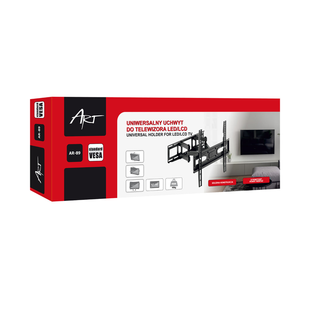 ART TV-konzol, 32-70'', 40kg, fekete, VESA 400x400, AR-89, AR-89