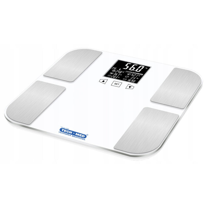 Analitikus fürdőszoba mérleg, BMI mutató, zsírmérés, háttérvilágításos LCD kijelző, TM-WA002