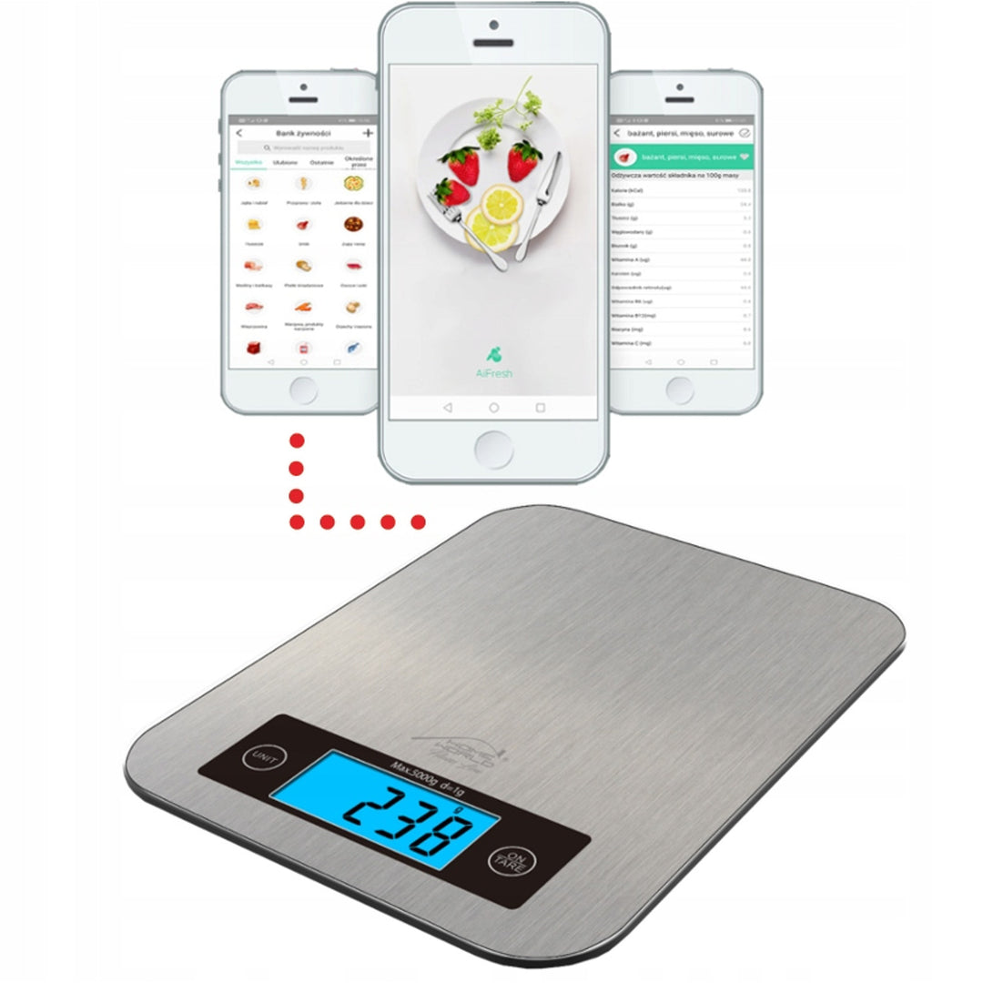 TECH-MED konyhai mérleg, diétás mérleg, Bluetooth, 5kg, HW-FIT022