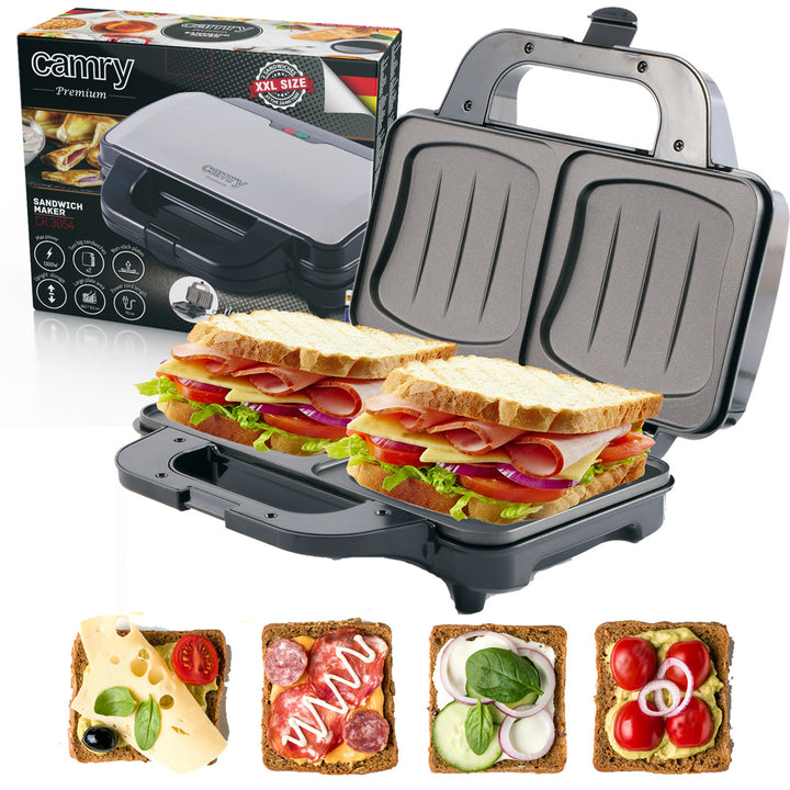 Camry szendvicssütő, 2 szendvicshez, maximális teljesítmény 1300 W, tapadásmentes bevonat, CR 3054