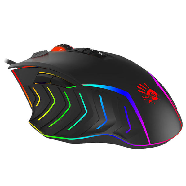 A4TECH játék egér, USB, 8000 DPI, fém csúszka, J95 RGB Pixart (aktiválva)