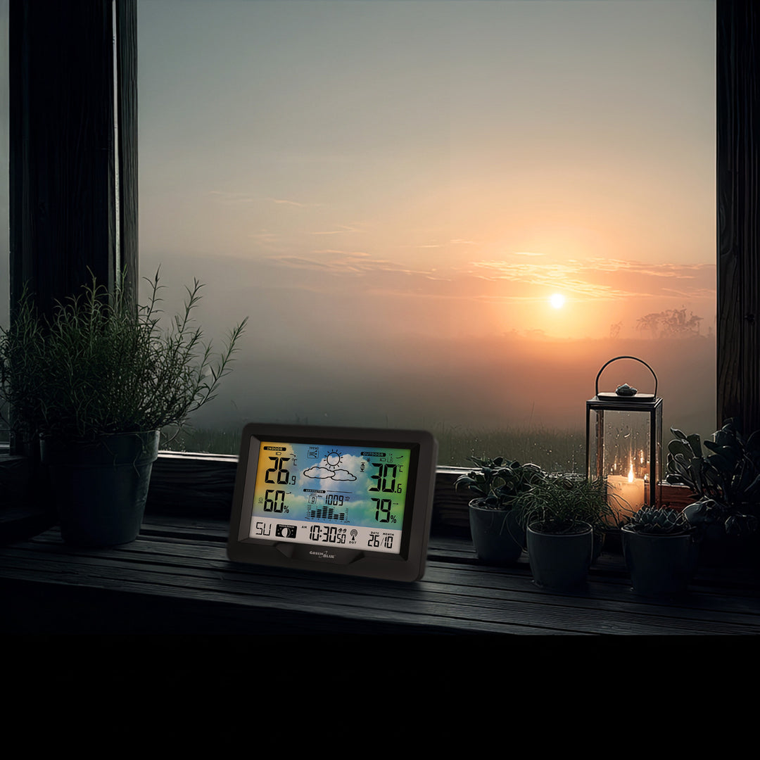 Időjárás állomás GreenBlue GB540N vezeték nélküli színes DCF holdfázis barométer naptár