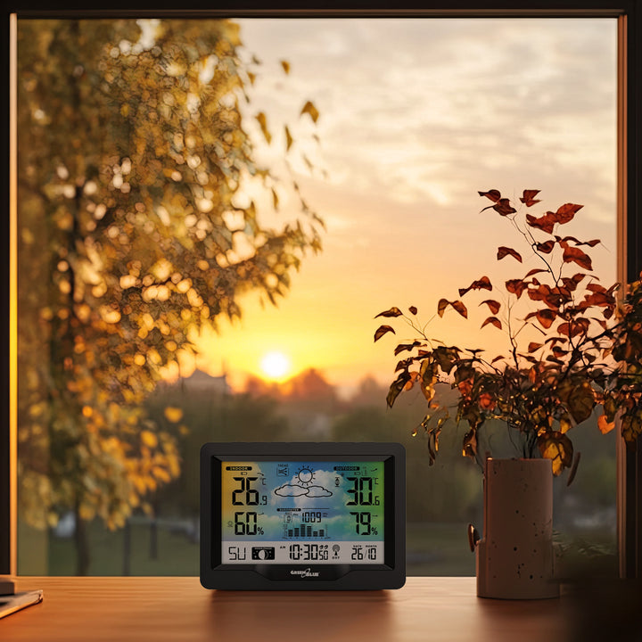 Időjárás állomás GreenBlue GB540N vezeték nélküli színes DCF holdfázis barométer naptár