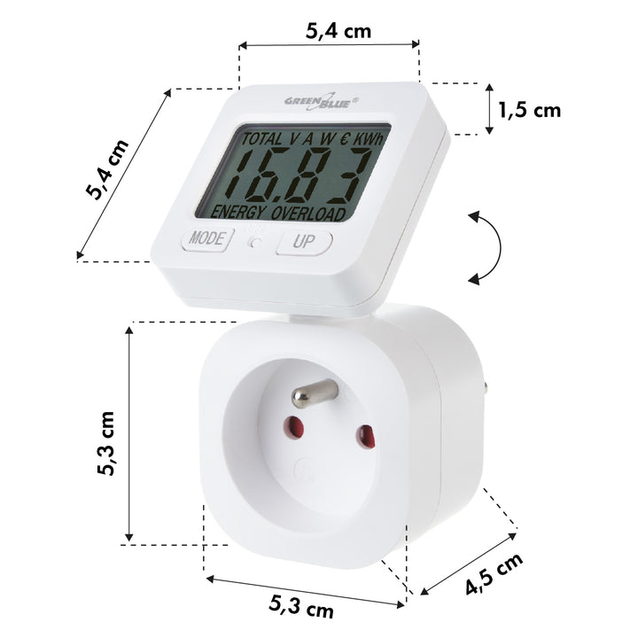 GreenBlue energiamérő 16A max 3680W memória mentés GB615 E