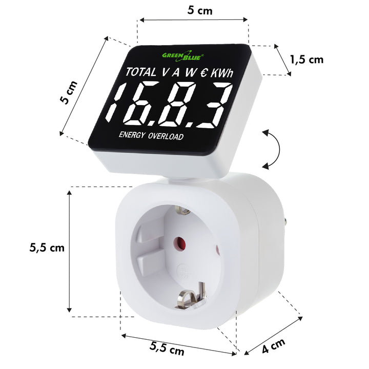 GreenBlue energiamérő 16A max 3680W memória biztonsági mentés
