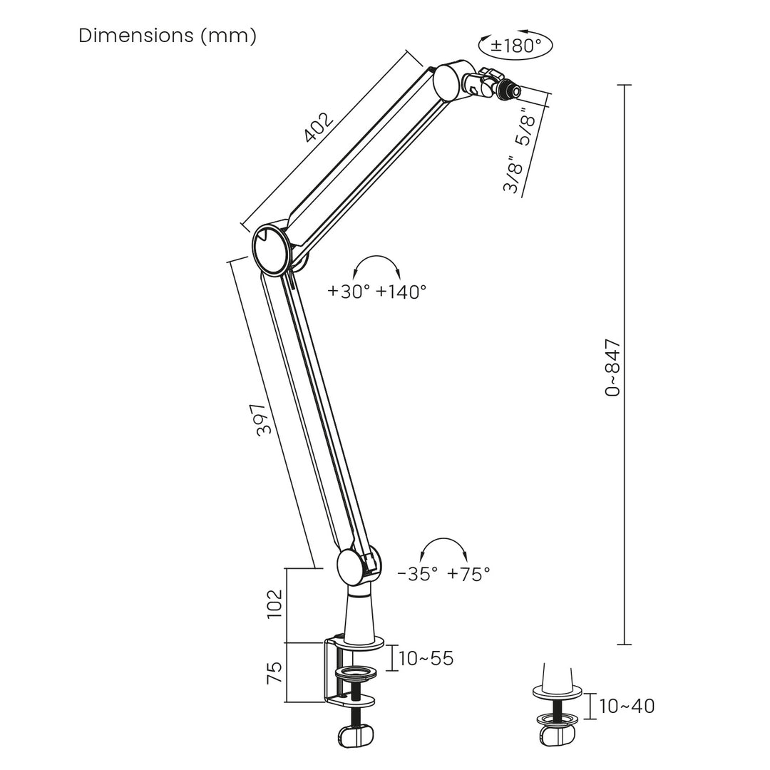 Mikrofontartó 3/8 és 5/8 NanoRS RS421 1kg max 1kg