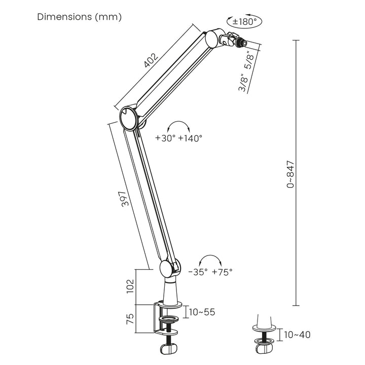 Mikrofontartó 3/8 és 5/8 NanoRS RS421 1kg max 1kg