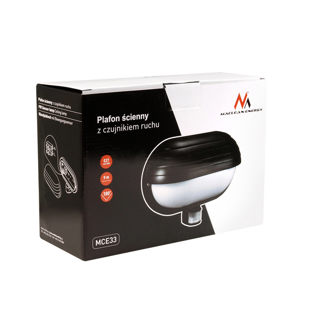 Maclean fali lámpatest, PIR érzékelővel, max. 60W, 180°, MCE33B + LED 6W