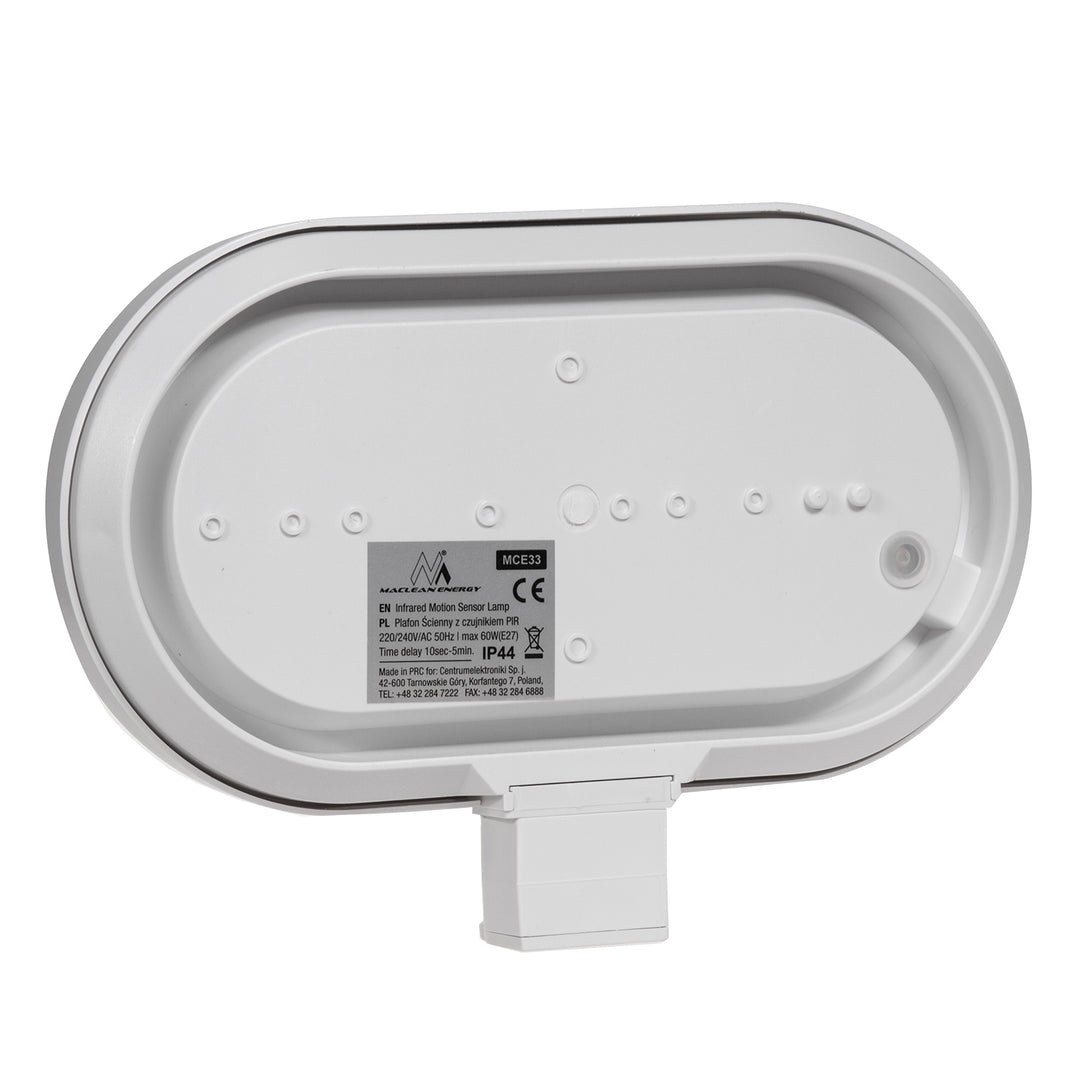 Maclean fali lámpatest, PIR érzékelővel, max. 60W, 180°, MCE33 W + LED 6W