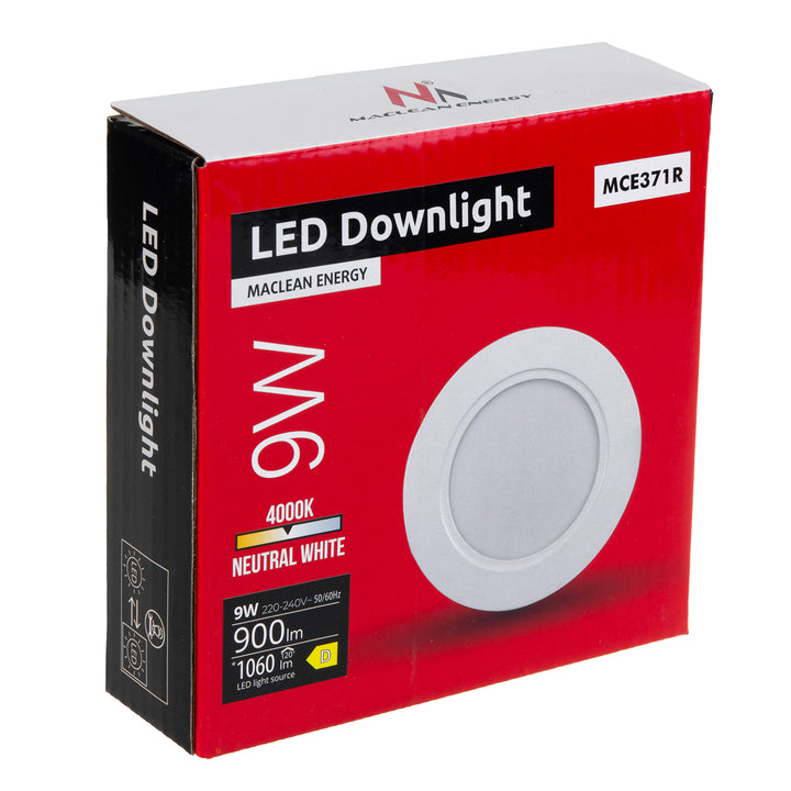 Maclean LED mennyezeti panel, süllyesztett SLIM, 9W, semleges fehér 4000K, 120*26mm, 900lm, MCE371 R + felszíni szerelési adapter MCE376 R
