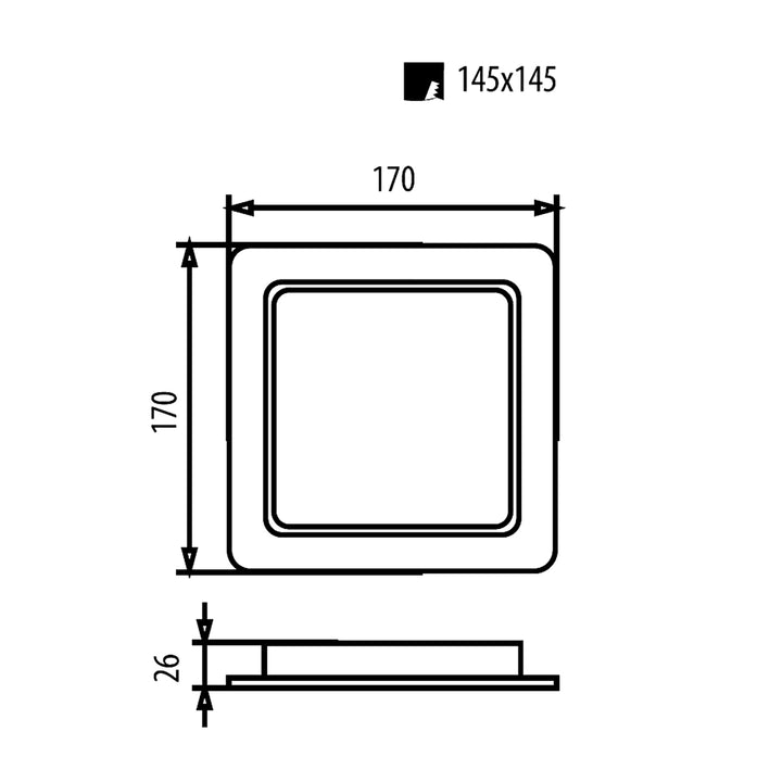 5x Maclean LED mennyezeti panel, süllyesztett SLIM, 18W, semleges fehér 4000K, 170*170*26mm, 1800lm, MCE374 S + felületi adapter MCE379 S