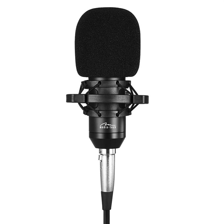 Media-Tech kondenzátor mikrofon, állítható állvány, tartozékok, MT397K