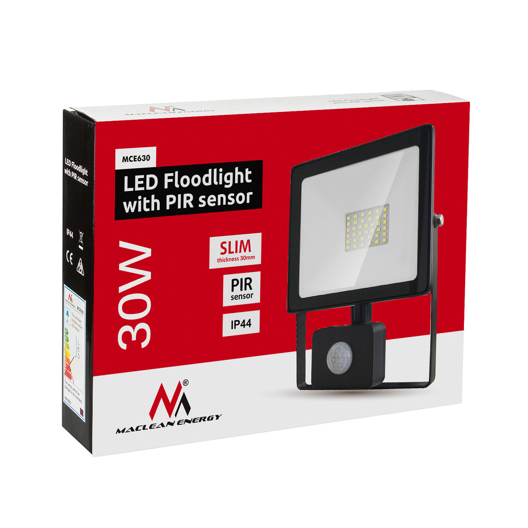 2x LED-es reflektor Maclean mozgásérzékelővel, vékony 30W, 2400lm, meleg fehér (3000K), IP44, MCE630 WW PIR, MCE630 WW PIR