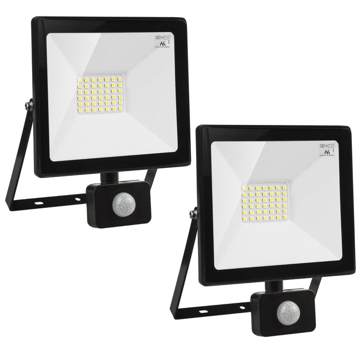 2x LED reflektor Maclean mozgásérzékelővel, vékony 30W, 2400lm, hidegfehér (6000K), IP44, MCE630 CW PIR