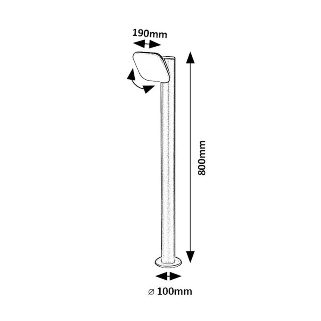 Rabalux lámpa, álló, kültéri, LED 12W, IP44, 80 cm, fekete, Odiel
