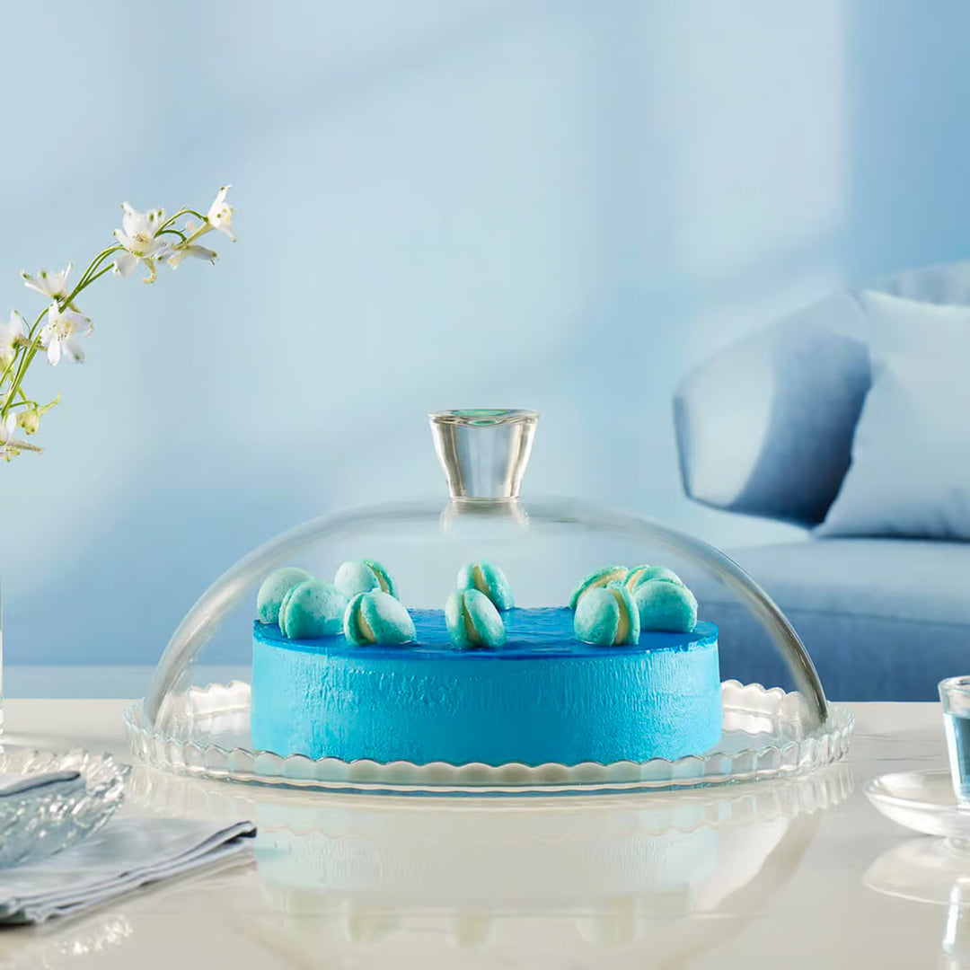 Pasabahce tálalótál, üveg, üvegárnyékolóval, 32 cm, Patisserie
