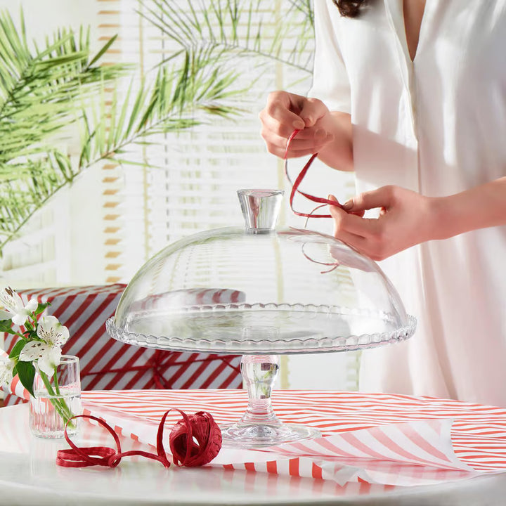Pasabahce tálalótál, üveg, lábon, lámpabúrával, 32 cm, Patisserie