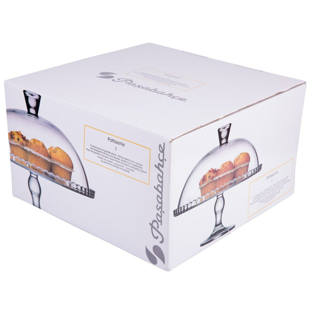 Pasabahce tálalótál, üveg, lábon, lámpabúrával, 32 cm, Patisserie