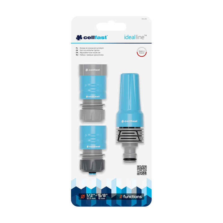 Cellfast készlet, egyenes szórófej, 1/2'' gyorscsatlakozó, Ideal