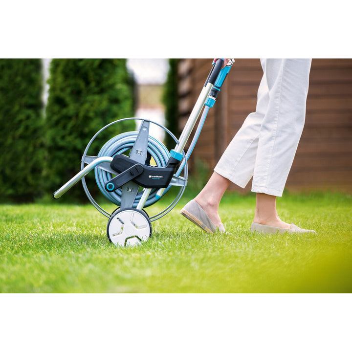 Cellfast kerti szett, kocsi, 20m 3/4 tömlő, locsoló, szerelvények, EXPLORER