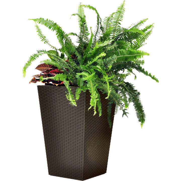 Keter virágcserép, téglalap alakú, magasság 57 cm, barna, Rattan növénytartó M