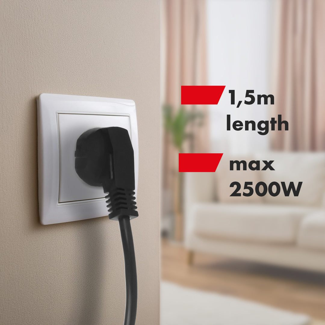 Maclean konnektor, 4 csatlakozós hosszabbító kábel + USB A/C, kapcsolókkal, 250VAC/10A, 1,5m, fekete, MCE508 B