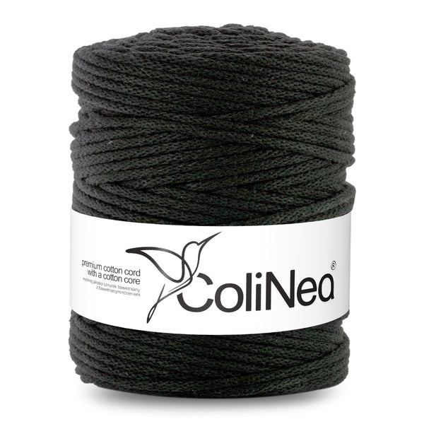 ColiNea, pamut zsinór pamut maggal, fonott, 5mm, 200m, fekete