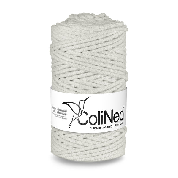 ColiNea, pamut zsinór pamut maggal, fonott, 3mm, 100m, fehér