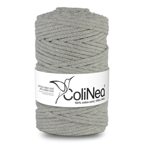 ColiNea, pamut zsinór pamut maggal, fonott, 5mm, 100m, szürke