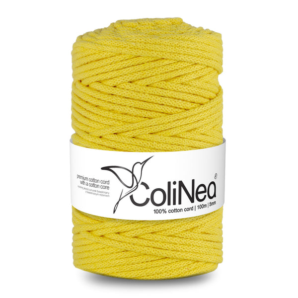 ColiNea, pamutzsinór pamutmaggal, fonott, 5mm, 100m, világossárga