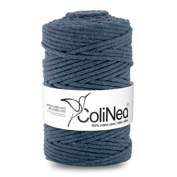 ColiNea, pamut zsinór pamut maggal, fonott, 5mm, 100m, világos farmer