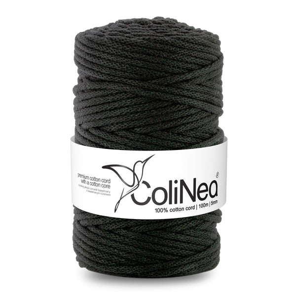 ColiNea, pamut zsinór pamut maggal, fonott, 5mm, 100m, fekete