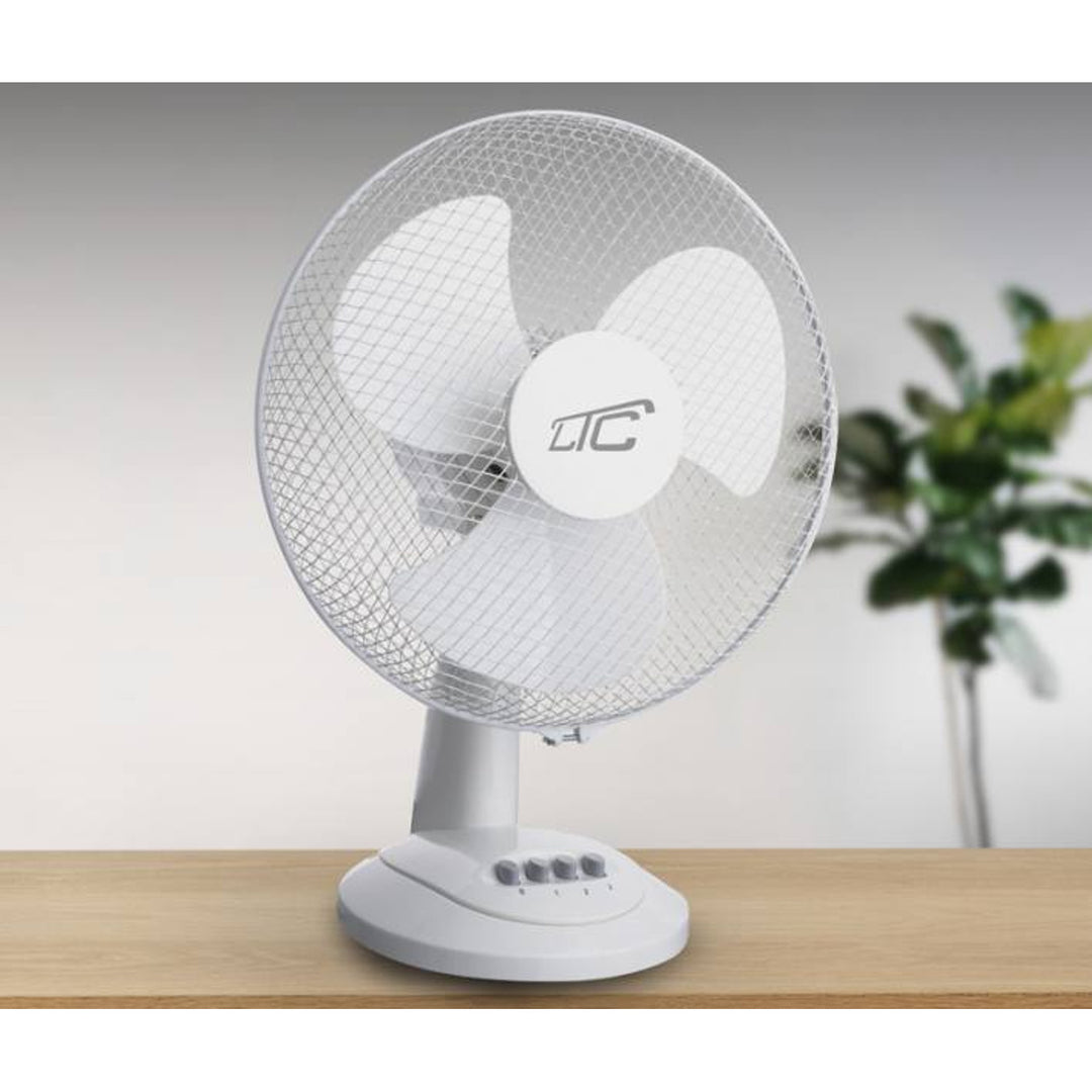 LTC asztali ventilátor, oszcilláló, állítható szögű, 38W, fehér, LXWT20