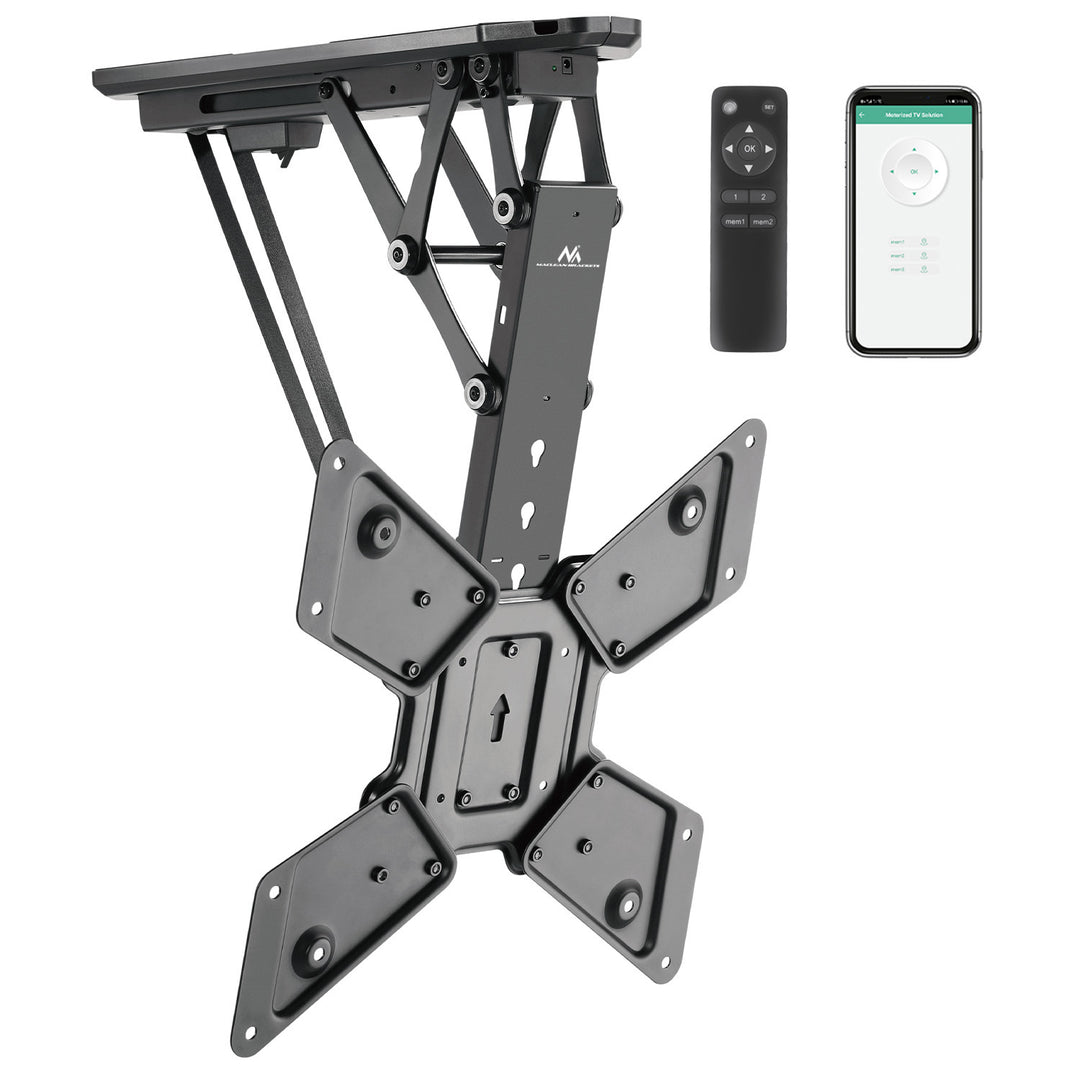 Maclean elektromos mennyezeti tartó TV-hez, TUYA tartó, max VESA 600x400, távirányító, 23"-55", 30kg, MC-492