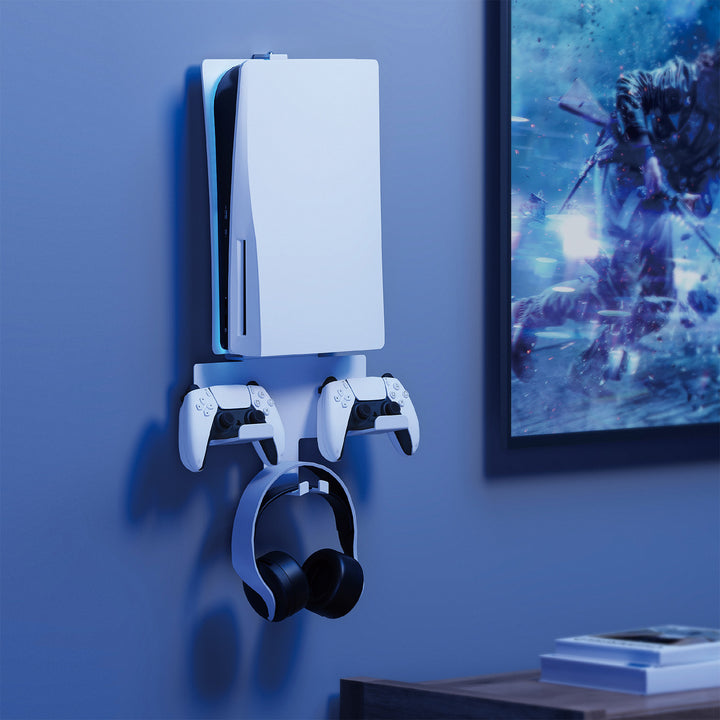 Falra szerelhető állvány fehér színben Playstation 5 konzolhoz, 10kg max, NanoRS RS181