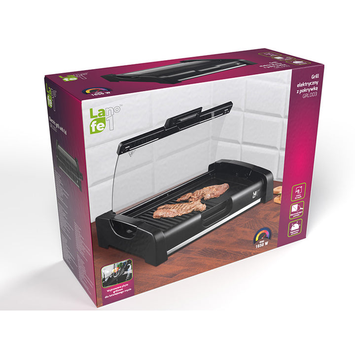 Lafe elektromos grill, fedővel, 1650W, termosztát, GRL003